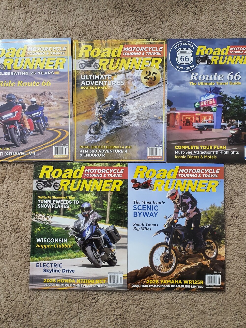 ROAD RUNNER MAGAZINE Lot Of 5 Motorcycle Travel Oct 2025 - Apr 2026 Issues
